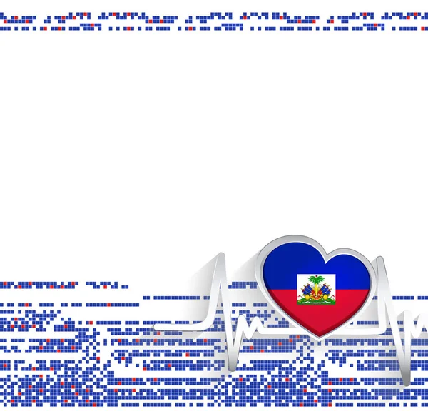 Haïti Patriottische Achtergrond Haïti Vlag Hartvormige Hartslag Lijn Vectorillustratie — Stockvector