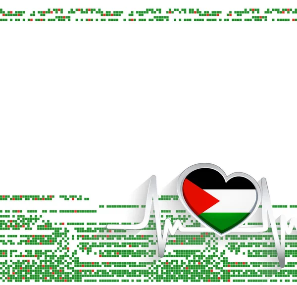 Palestinní Patriotické Pozadí Palestina Vlajka Tvaru Srdce Srdeční Linie Vektorová — Stockový vektor