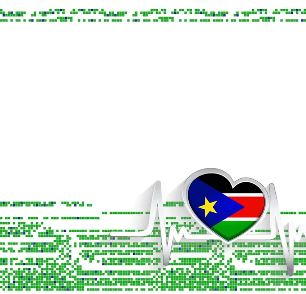 Патріотичне Тло Південного Судану Південний Судан Має Форму Серця Серцебиття — стоковий вектор