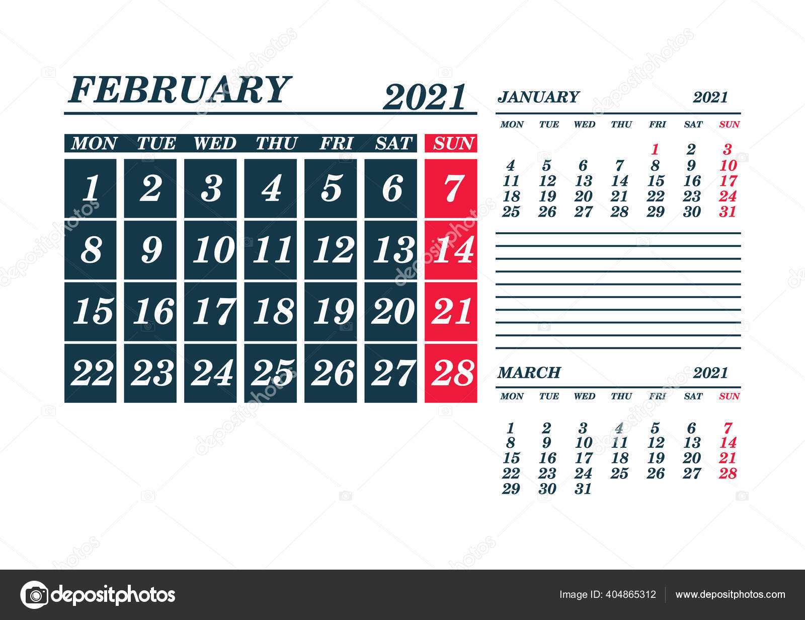 2021 February Calendar Planner Template Mock Vector Illustration Stock Vector C Livenart 404865312 kalender frebruar 2021
