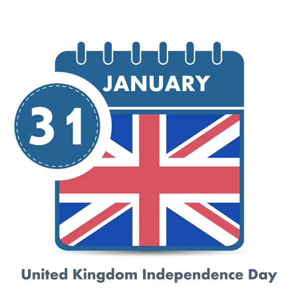 Janeiro Dia Independência Página Calendário Aberto Com Bandeira Reino Unido —  Vetores de Stock