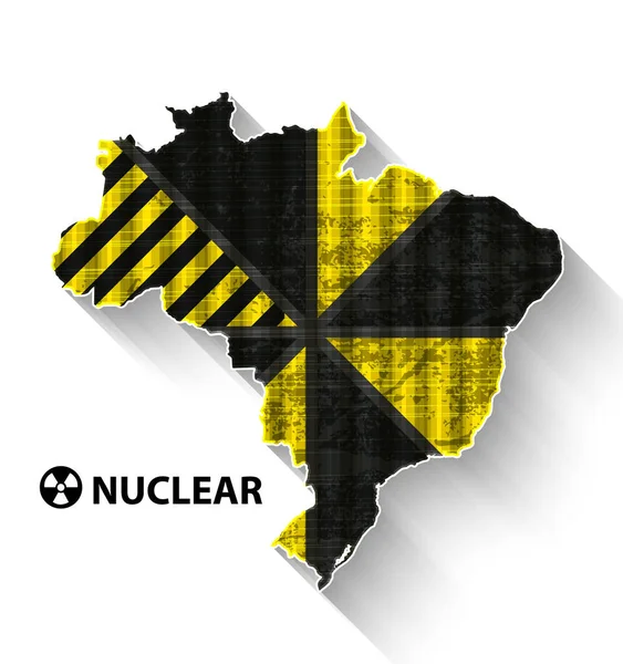 Карта Бразилії Ядерна Концепція Технологія — стоковий вектор