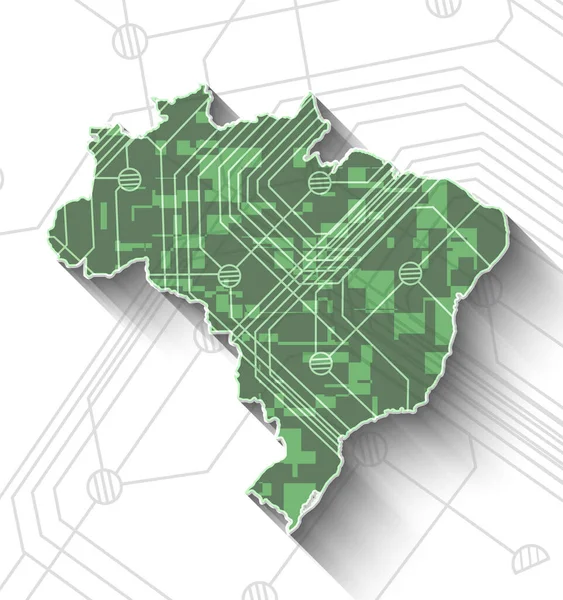ブラジルの回路基板マップ ベクターイラスト — ストックベクタ