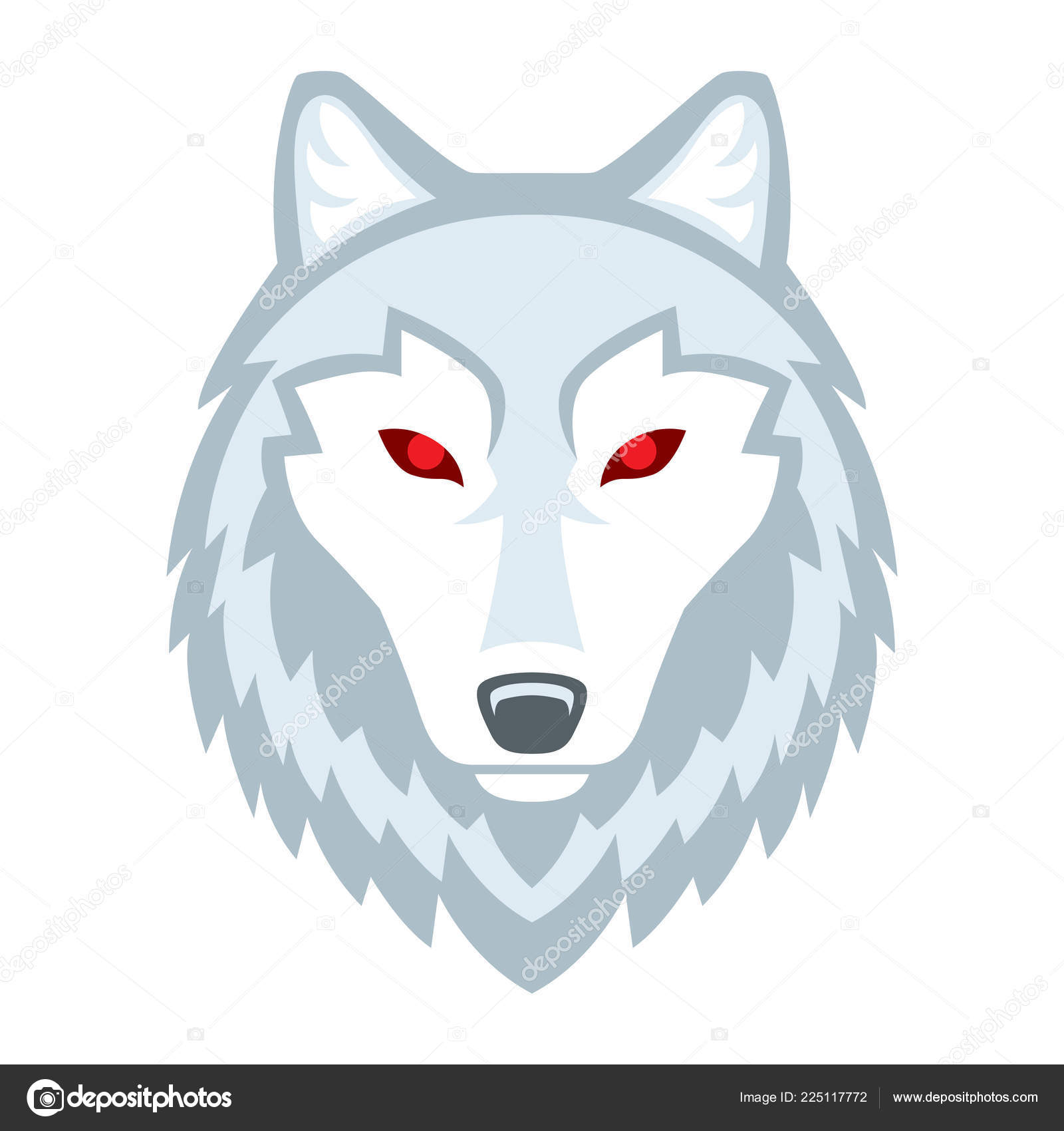 Vector Cartoon White Wolf Head Isolated White Background Stock Vector Image  by ©Aratehortua #225117772