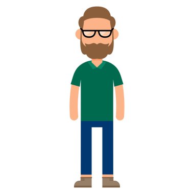 Vektör Karikatür Düz Stil Genç Erkek Karakter İzole