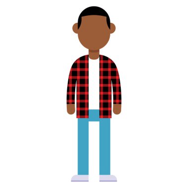 Vektör Karikatür Düz Stil Genç Erkek Karakter İzole