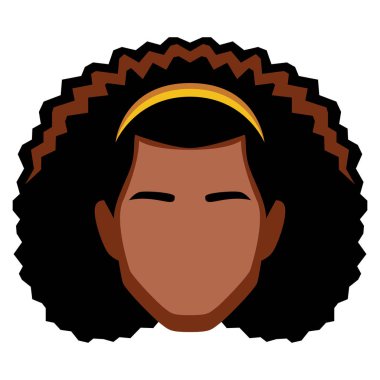 Vektör Karikatür Afrikalı Lady Head Beyaz Arka Plan Üzerinde İzole