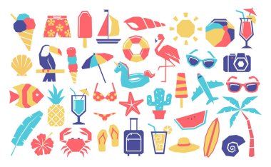 Vector set yaz simgeleri beyaz arka planda Izole
