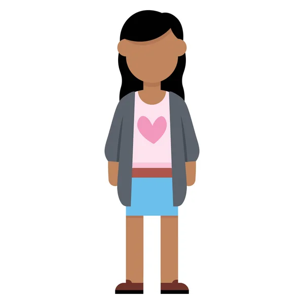 Vector Desenhos Animados Estilo Plano Jovem Personagem Feminina Isolada — Vetor de Stock