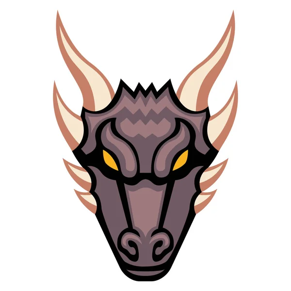 Cabeza Dragón Dibujos Animados Vectorial Aislado Sobre Fondo Blanco — Vector de stock