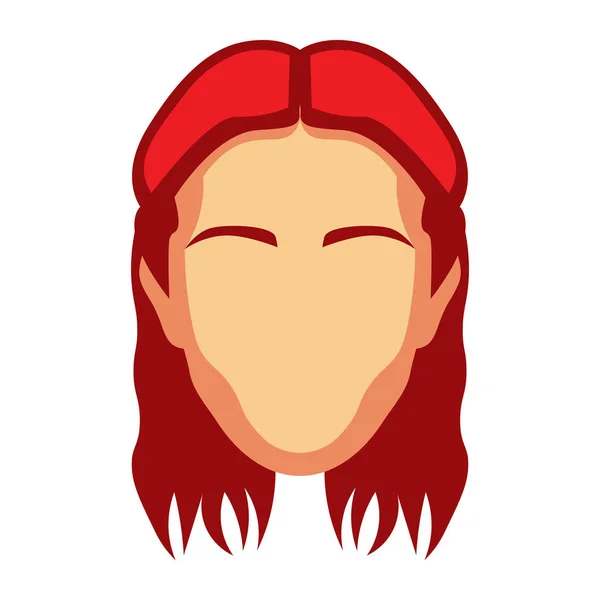 Vector Cartoon Redhead Dame Hoofd Geïsoleerd Witte Achtergrond — Stockvector