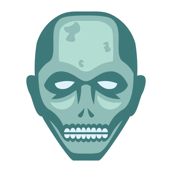 Tête Zombie Bande Dessinée Vectorielle Isolée Sur Fond Blanc — Image vectorielle