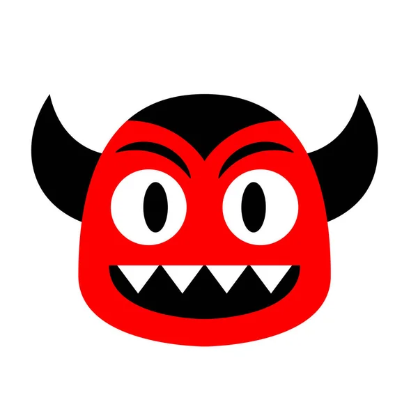 Vector Cartoon Devil Visage Isolé Sur Fond Blanc — Image vectorielle