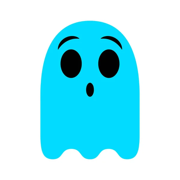 Vector Cartoon Blue Ghost Geïsoleerd Witte Achtergrond — Stockvector