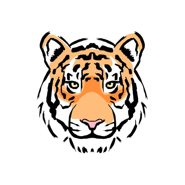 Vector Tiger Illustration Beyaz Arka Planda Izole — Stok Vektör