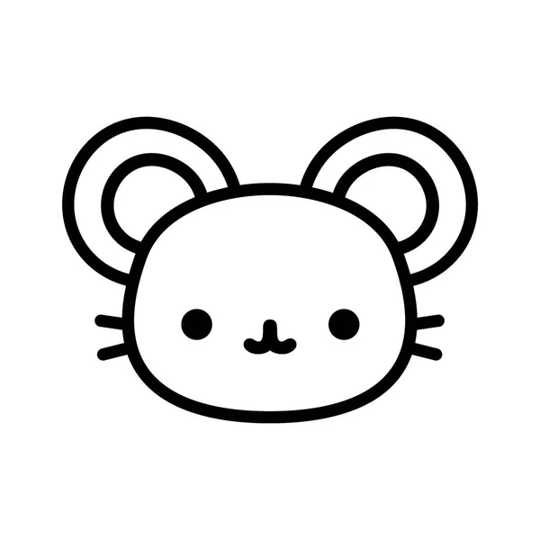 Icona Del Mouse Del Fumetto Vettoriale Isolata Sfondo Bianco — Vettoriale Stock