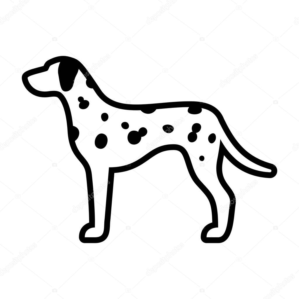 Vector Dalmatian Dog Icon Isolated On White Background