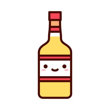 Vektör karikatür sevimli mutlu Tequila Şişe Icon Izole