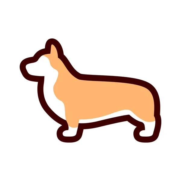 白い背景に孤立ベクトルコーギー犬のアイコン — ストックベクタ