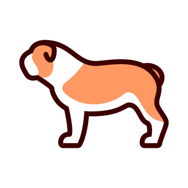 Vector Bulldog Dog Icon Isolado Fundo Branco — Vetor de Stock