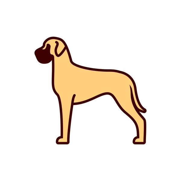 白い背景に分離ベクトルグレートデーン犬のアイコン — ストックベクタ