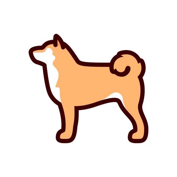 白い背景に分離されたベクター柴犬犬のアイコン — ストックベクタ