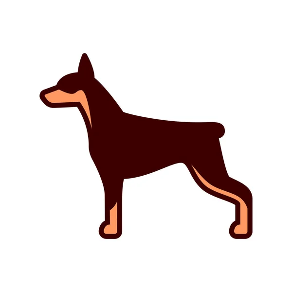 Vector Doberman Dog Icon Isolerad Vit Bakgrund — Stock vektor