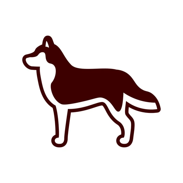 Vector Siberiano Husky Perro Icono Aislado Sobre Fondo Blanco — Vector de stock