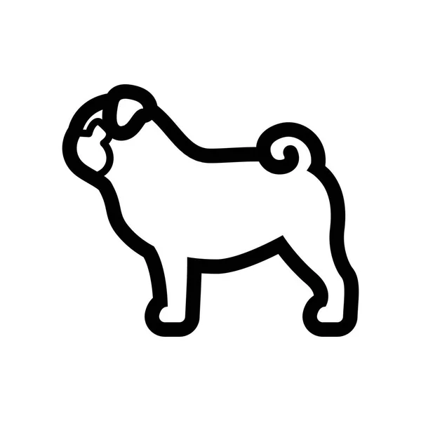 Vector Pug Dog Icon Isolado Fundo Branco — Vetor de Stock