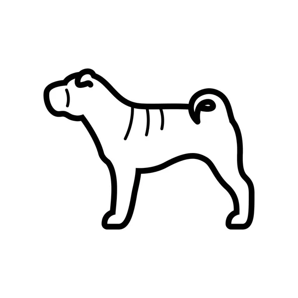 Vector Shar Pei Perro Icono Aislado Sobre Fondo Blanco — Archivo Imágenes Vectoriales