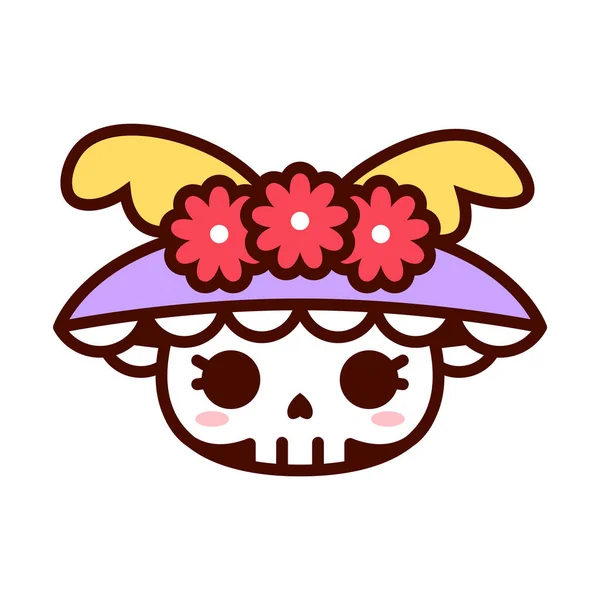 Vector Dibujos Animados Lindo Catrina Emoji Icono Aislado — Archivo Imágenes Vectoriales