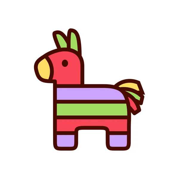 Vector Cartoon Cute Donkey Pinata Icon Geïsoleerde — Stockvector