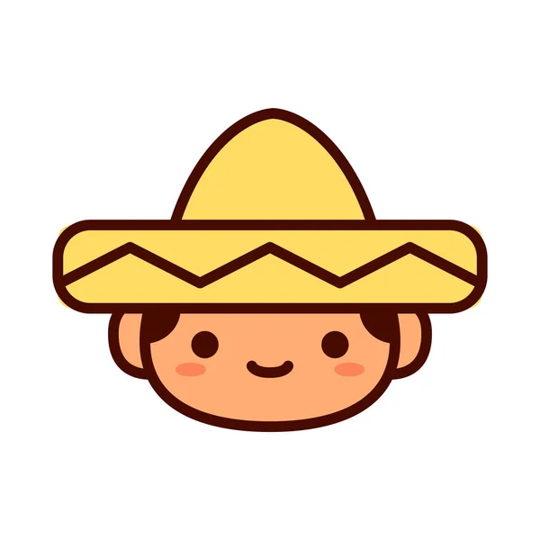 Vector Cartoon Cute Gelukkig Mexicaanse Jongen Icoon Geïsoleerd — Stockvector