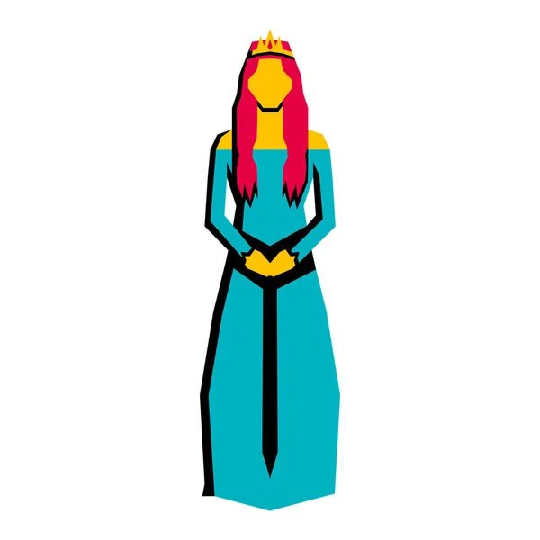 Vector Rpg Medieval Fantasia Princesa Personagem Isolado — Vetor de Stock