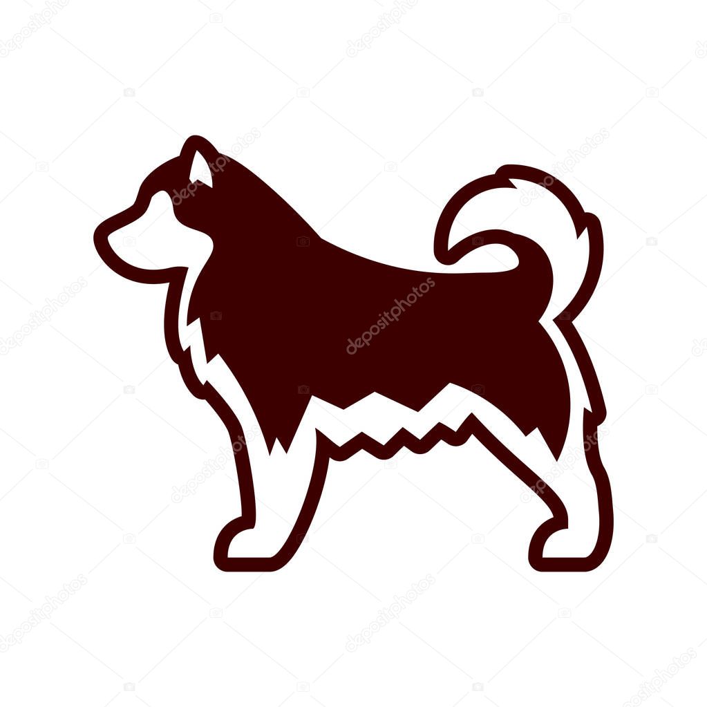 Vector Alaskan Malamute Dog Icon Isolated On White Background