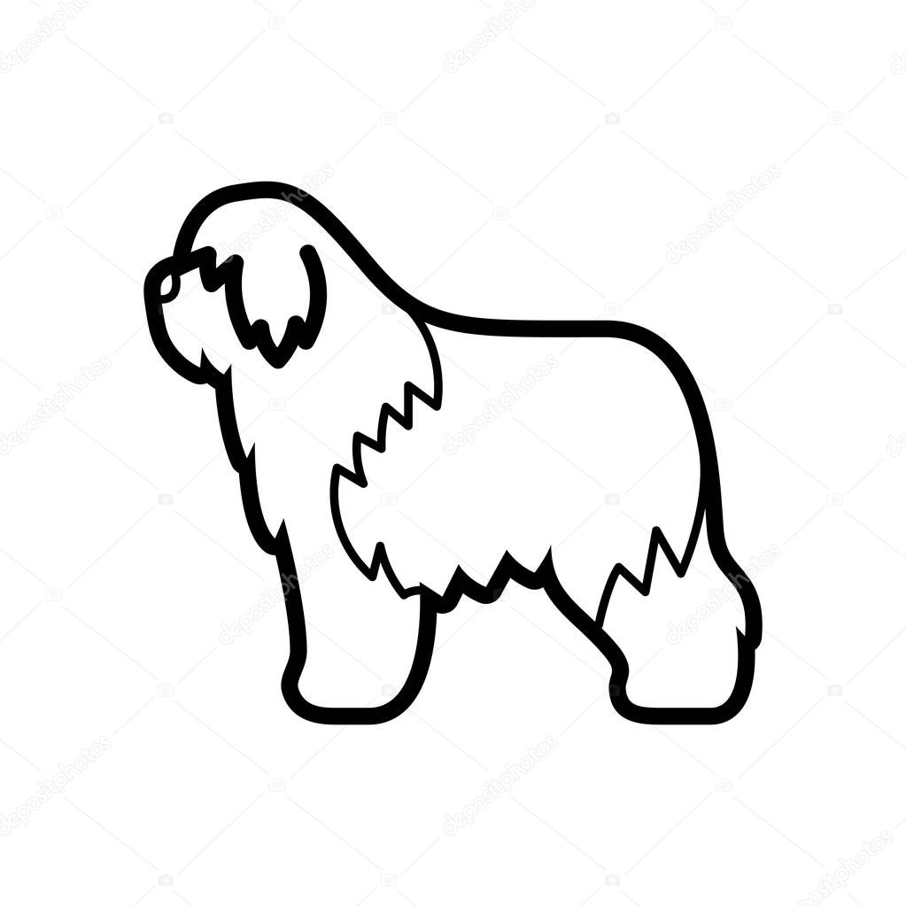 Vector Bobtail Dog Icon Isolated On White Background