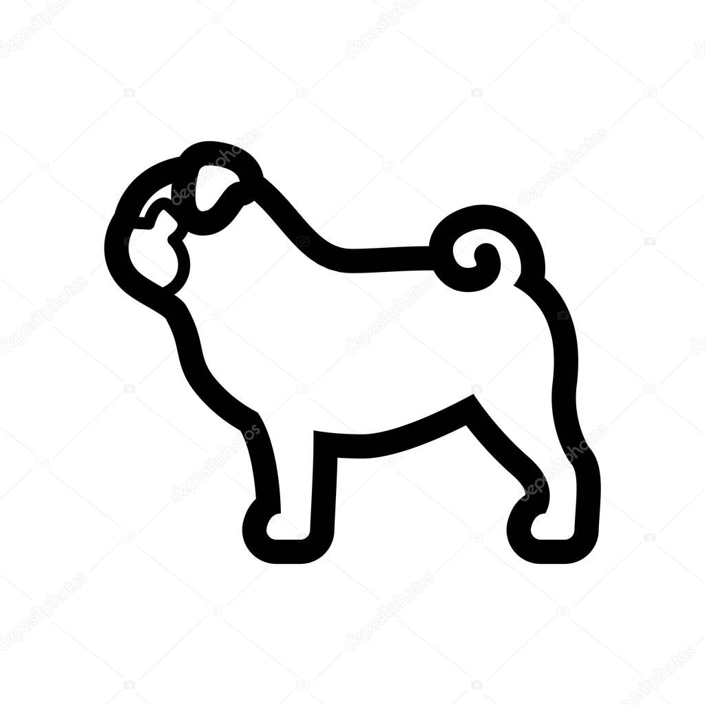 Vector Pug Dog Icon Isolated On White Background