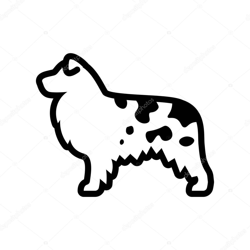 Vector Australian Shepherd Dog Icon Isolated On White Background