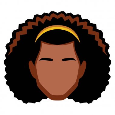 Karikatür Afrikalı Lady Head Beyaz Arka Plan Üzerinde İzole