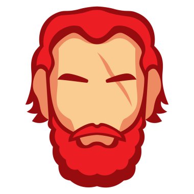 Karikatür Barbar Kafa Beyaz Arka Plan Üzerinde İzole