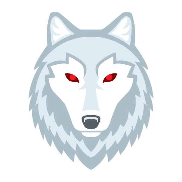 Cabeça de lobo branco dos desenhos animados isolada no fundo branco — Vetor de Stock