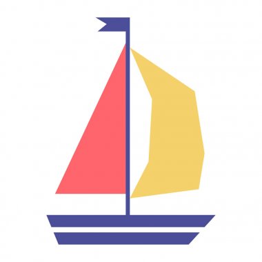 Karikatür Yelkenli Simgesi Beyaz Arka Plan Üzerinde İzole