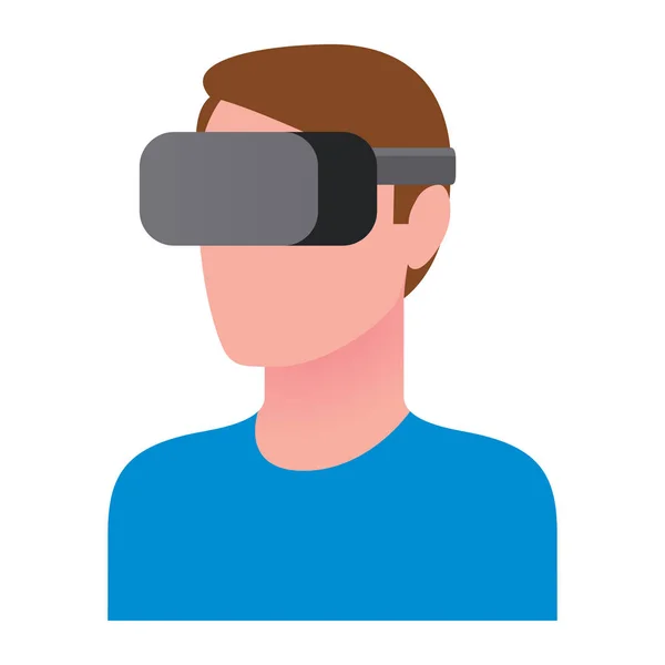 Carácter usando el dispositivo de realidad virtual aislado — Vector de stock