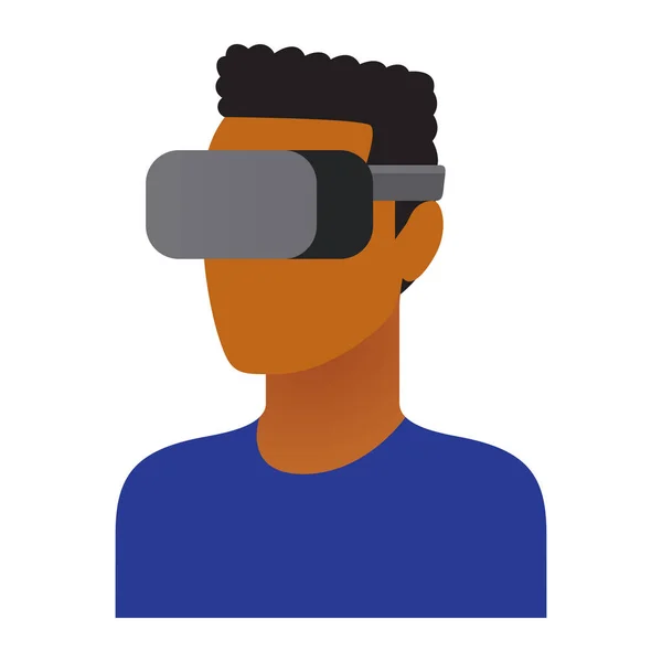 Carácter usando el dispositivo de realidad virtual aislado — Vector de stock
