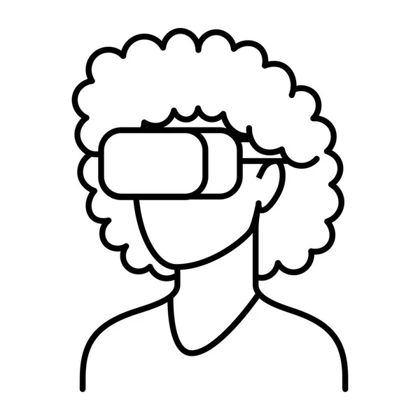 Carácter usando el dispositivo de realidad virtual aislado — Vector de stock