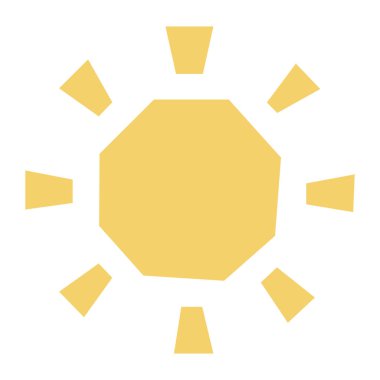 Beyaz arka plan üzerinde izole karikatür güneş simgesi