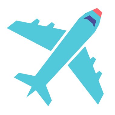 Beyaz arka planda Izole karikatür düzlem simgesi