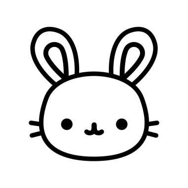 Karikatür tavşan simgesi beyaz arka planda Izole