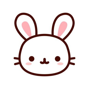 Karikatür tavşan simgesi beyaz arka planda Izole