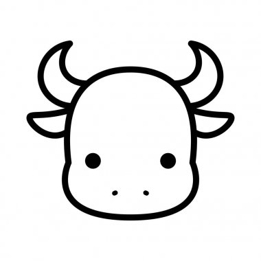 Beyaz arka planda Izole karikatür boğa simgesi